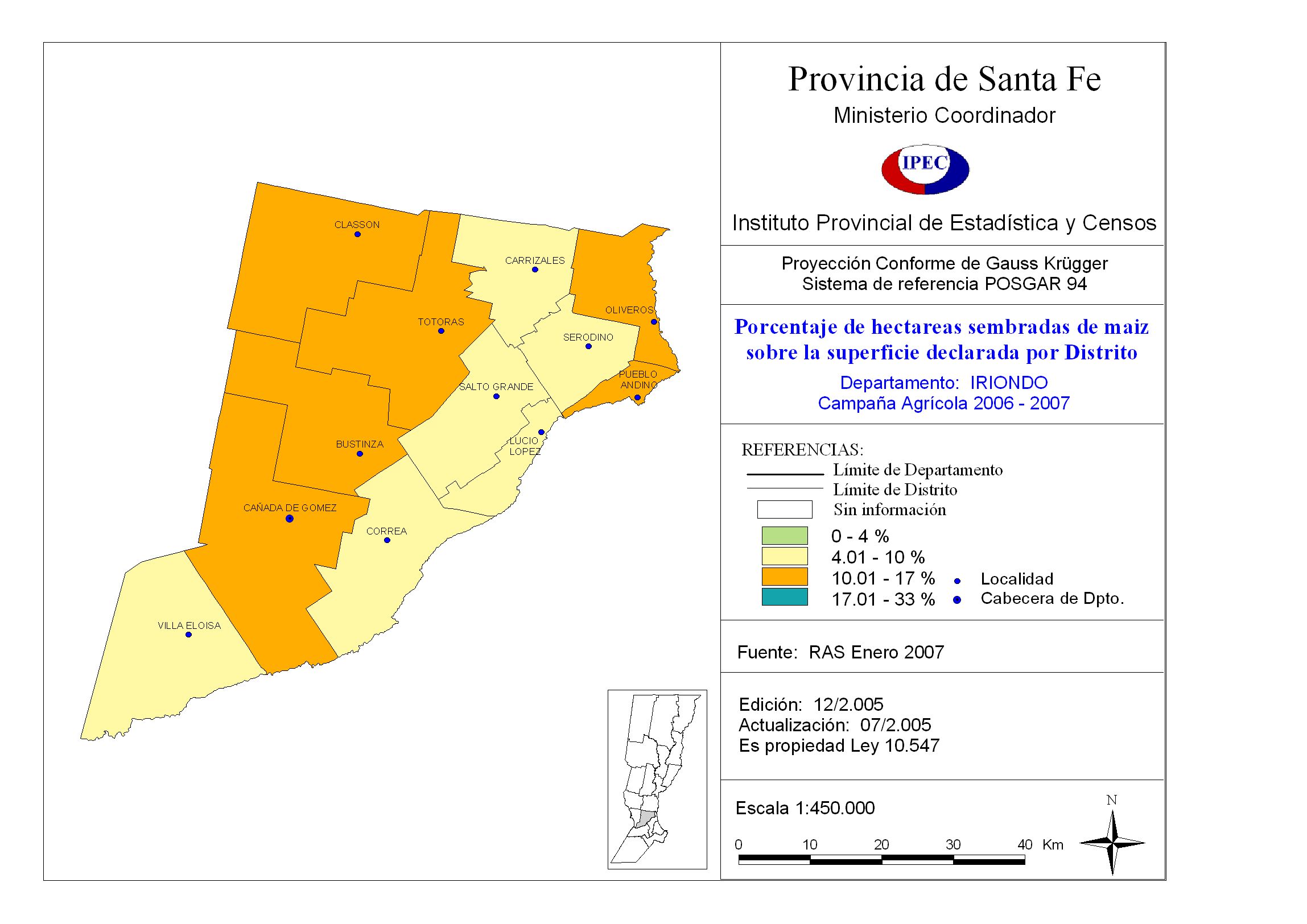 Gobierno de Santa Fe Registro de Áreas Sembradas (RAS) por localidad