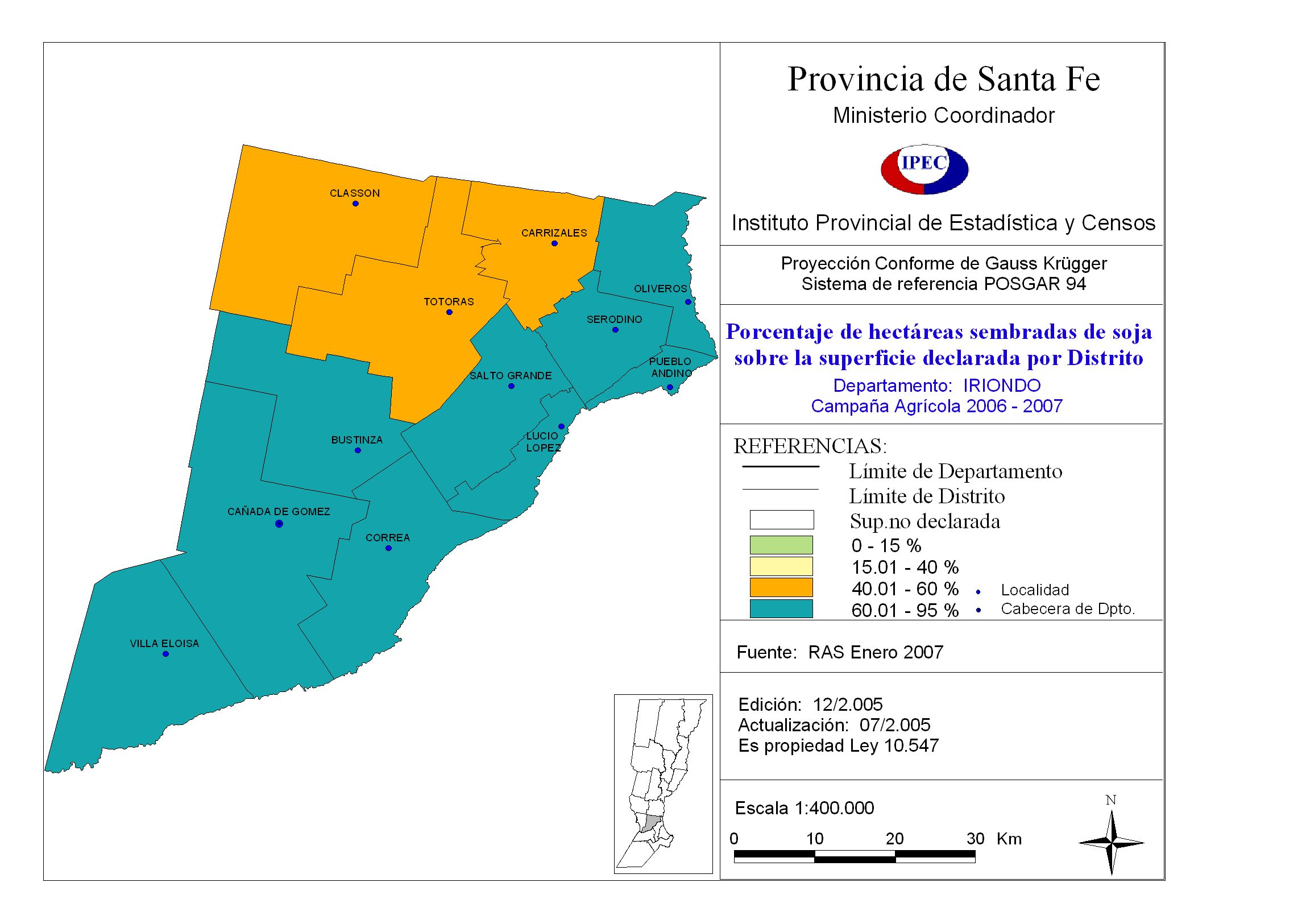 Gobierno de Santa Fe Registro de Áreas Sembradas (RAS) por localidad