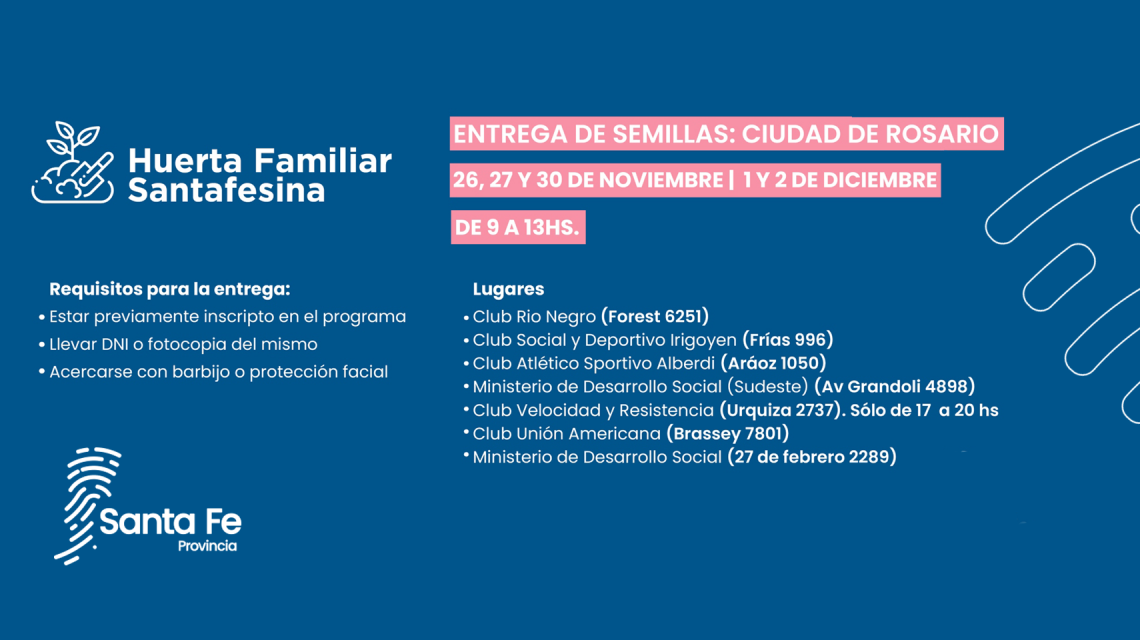 Comienza en Rosario la entrega de kits de semillas del Programa Huerta Familiar Santafesina