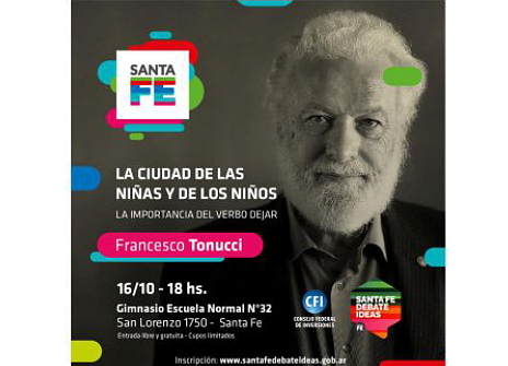 Francesco Tonucci disertará en la ciudad de Santa Fe